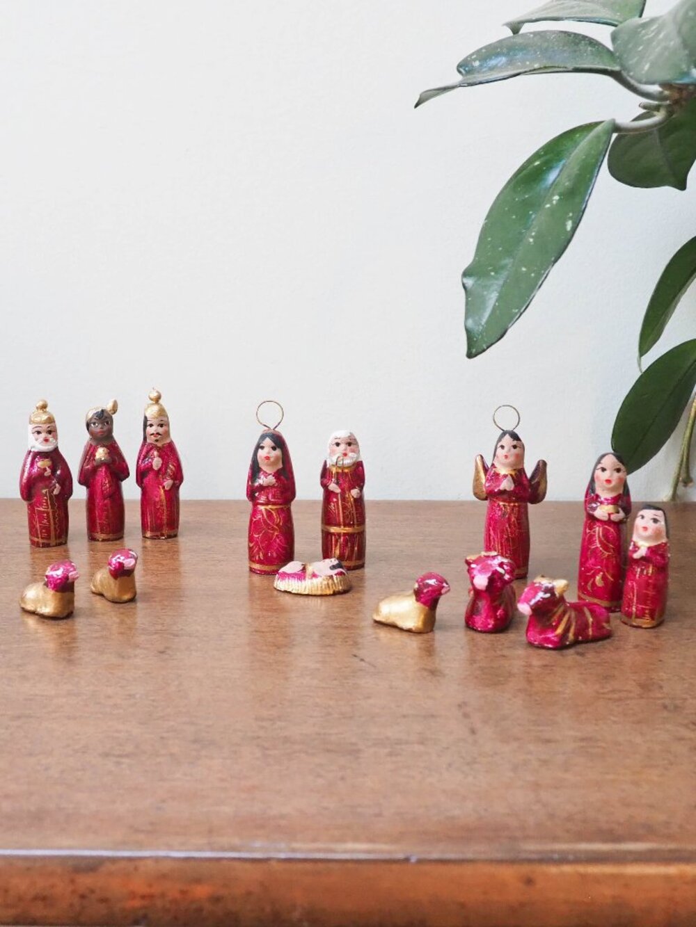 Vtg Mexican Folk Art Ceramic Nativity Set - Vintage Christmas Decoration